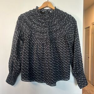 Rebecca Taylor Smocked Ruffle Ikat Blouse – Size 4